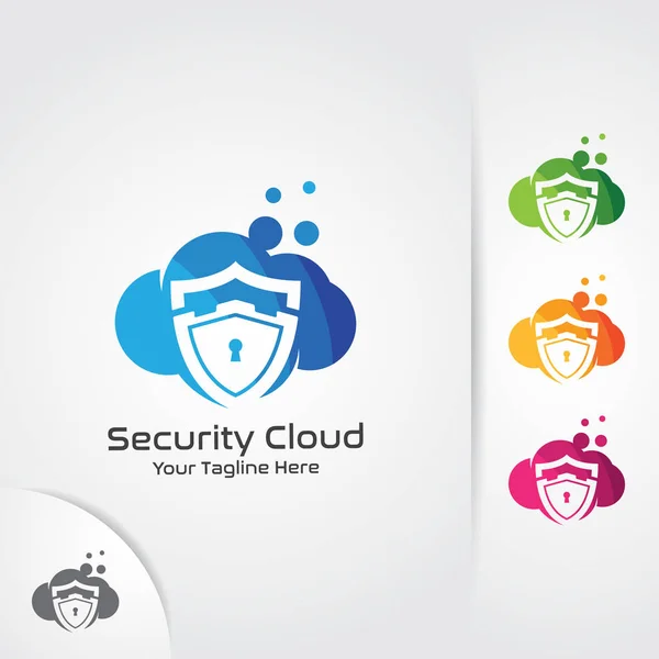 Cloud Security Logo Design Vecor Shield Protection Symbol — Stock Vector