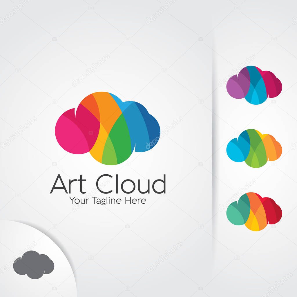 Colorful cloud logo. 3D modern design of cloud vector design.