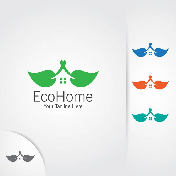 Logo Casero Verde Naturaleza Concepto Ecología Con Hojas Diseño Vectores — Vector de stock