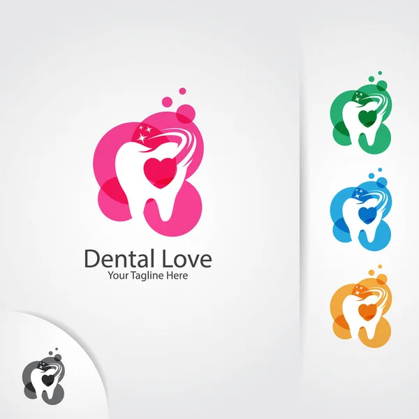 Logo Amour Dentaire Design Dents Symbole Amour Concept Vectoriel Pour — Image vectorielle