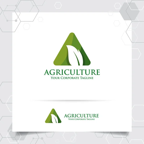 Návrh Loga Zemědělství Konceptem Písmen Ikony Ponechává Vektor Logo Zelené Vektorová Grafika