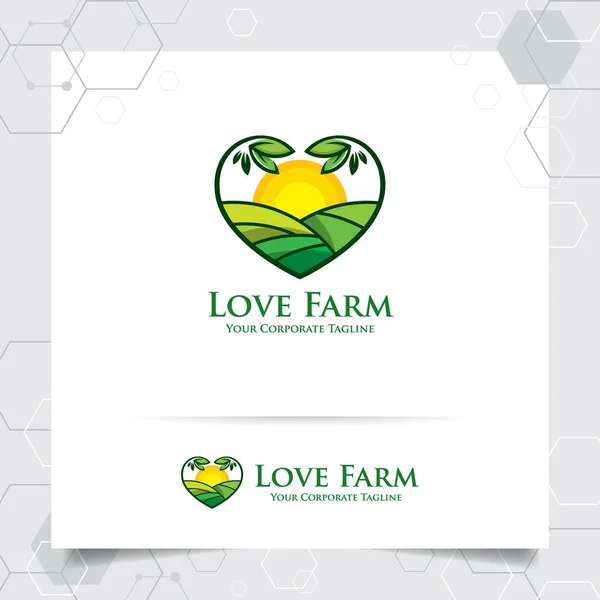 Projeto Logotipo Agricultura Com Conceito Ícone Folhas Vetor Terra Plantação Ilustrações De Bancos De Imagens Sem Royalties