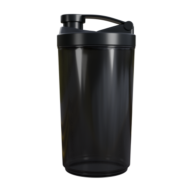 Yarı şeffaf, siyah, plastik desenli bir su şişesinin modern 3D görüntüsü. Fitness, hidrasyon ve sağlıklı bir yaşam tarzı için tasarlandı. Spor salonu reklamları, ürün tasarımı ve sağlık kampanyaları için ideal..