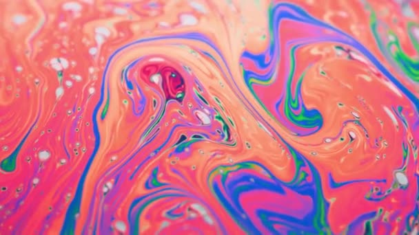Fantastický pohyb korálové povrchu psychedelické mýdlová bublina — Stock video