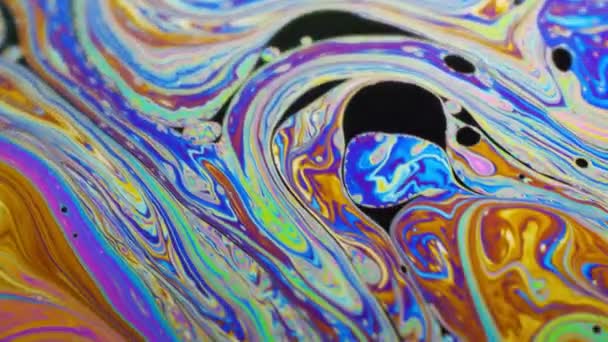 Psychedelischer Hintergrund der Bewegungsfläche der bunten Seifenblase — Stockvideo