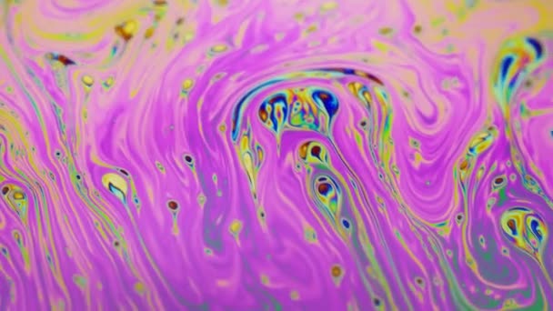Pszichedelikus háttér-mozgásérzékelő felület, színes szappanbuborék — Stock videók