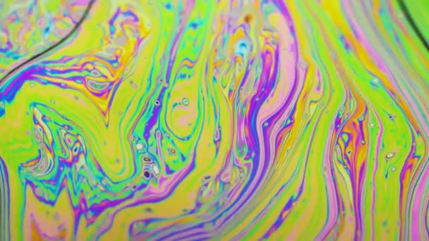 Психоделический Фон Поверхности Движения Красочного Мыльного Пузыря Цветная Вселенная Арт — стоковое видео