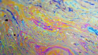 Renkli arka plan şaşırtıcı hareket çok renkli sabun köpüğü yüzeyinde oluşan