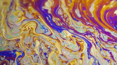 Renkli arka plan şaşırtıcı hareket çok renkli sabun köpüğü yüzeyine kurdu. Renk evren. Konsept sanat tasarımı. Çok renkli arka plan. Soyut desen.