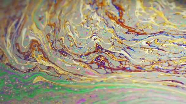 Amazing colorful background formed of motion multicolored surface of soap bubble — Stock Video
