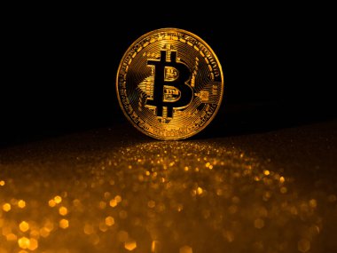 Bitcoin. Kripto para birimi altın Bitcoin, Btc, Bit sikke. Makro çekim Bitcoin sikke.