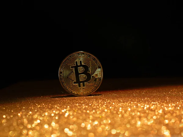 Bitcoin. Kripto para birimi altın Bitcoin, Btc, Bit sikke. Makro çekim Bitcoin sikke.