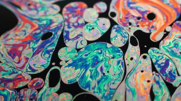 Maravilhosa estrutura de bolhas coloridas. Movimento caótico . — Vídeo de Stock