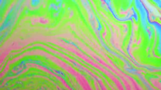 Macro shot of moving abstract surface of colorful bubble. — Stock Video