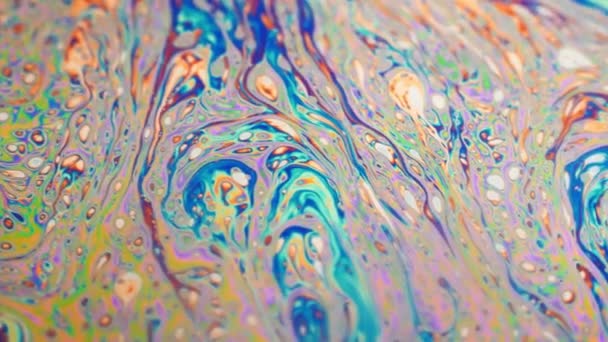 Wonderful structure of colorful bubbles. Chaotic motion. — Stock Video