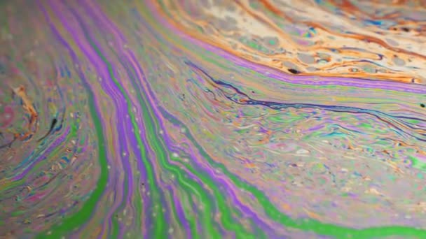 Macro shot of moving abstract surface of colorful bubble. — Stock Video