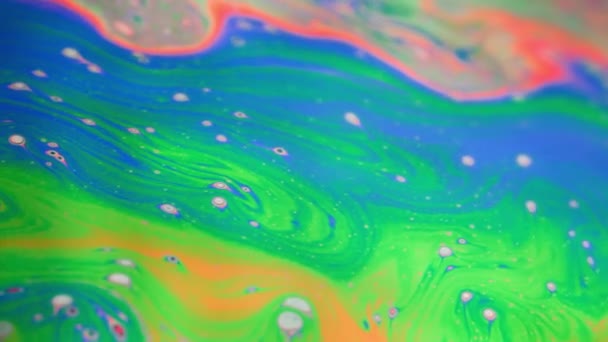 Macro shot of moving abstract surface of colorful bubble. — Stock Video