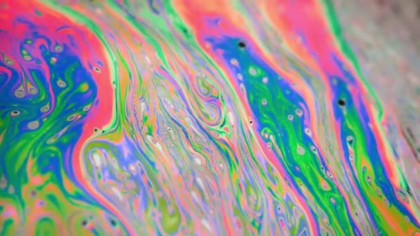 Underbara struktur av färgglada bubblor. Kaotiska rörelse. — Stockvideo