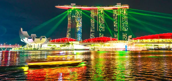 Marina Bay lazer gösterisi — Stok fotoğraf