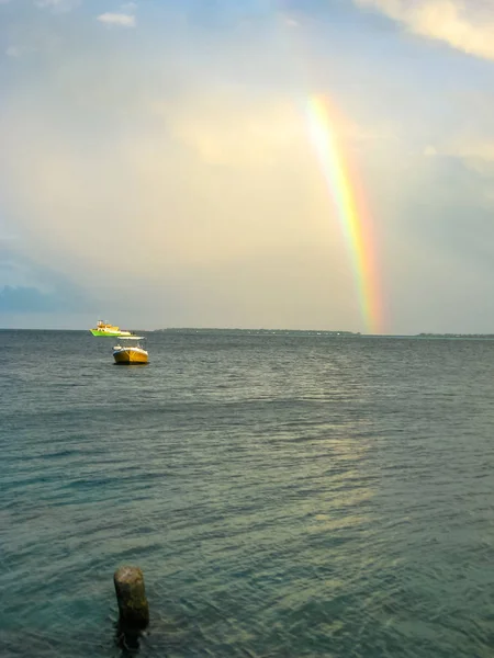 Rainbow on the sea background — Stock Photo, Image