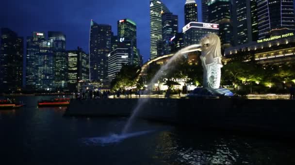 Patung Merlion Singapura — Stok Video