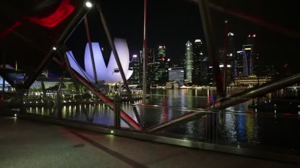 Singapur skyline gece — Stok video