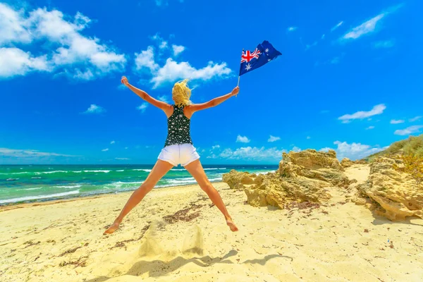 Jumping in Perth Beach — Stock Photo, Image