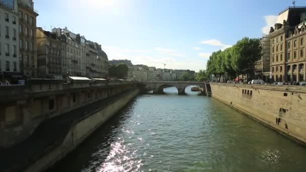 Pont Saint Michel bridge — Stockvideo
