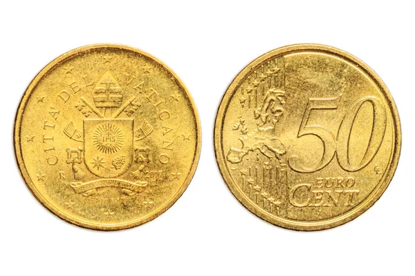 Cidade do Vaticano duplo 50 centavos — Fotografia de Stock