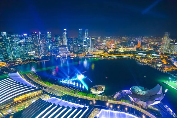 Marina bay letecké Panorama — Stock fotografie