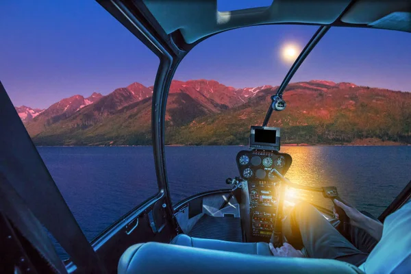 Jackson lake Helicopter — Stock Photo, Image