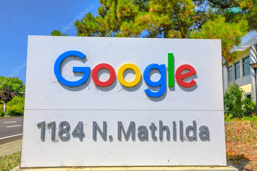 Sunnyvale, CA, USA - August 12, 2018: Google Signs of new buildings in Sunnyvale, 1184 N Mathilda Ave, Silicon Valley. It is estimated that 3,000 employees will go to work here
