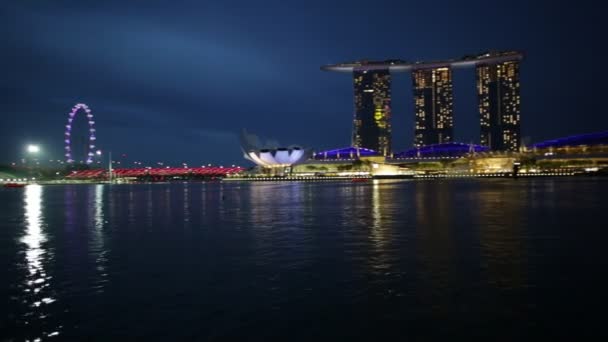 Singapore Skyline à noite — Vídeo de Stock