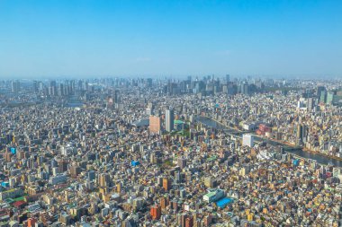 Sumida nehir Tokyo siluetinin