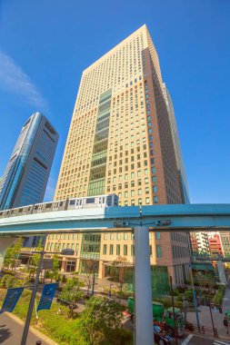 Monorail in Shiodome vertical clipart