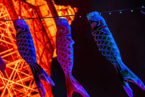 Koinobori Tokyo Tower — Stock fotografie