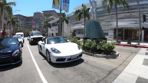 Los Angeles Kalifornien Förenta Staterna Augusti 2018 Lyxbilar Porsche Och — Stockvideo