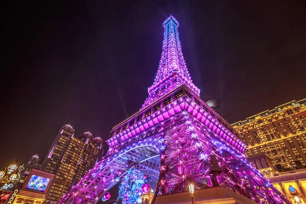 Macau China Dezembro 2016 Perspectiva Violeta Torre Eiffel Macau Luxuoso — Fotografia de Stock