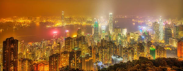 Hong Kong noite Panorama — Fotografia de Stock