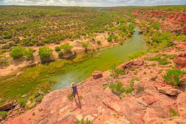 Mulher em Murchison River Kalbarri — Fotografia de Stock