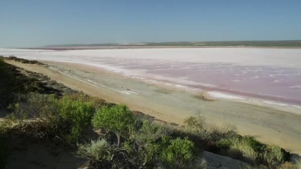 Aussichtspunkt am rosa See — Stockvideo