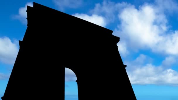 Langit biru Lupa waktu pada Arc De Triomphe — Stok Video
