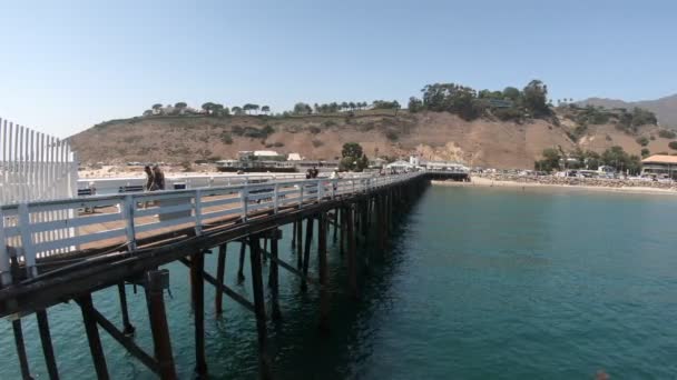 Malibu Pier en het strand — Stockvideo