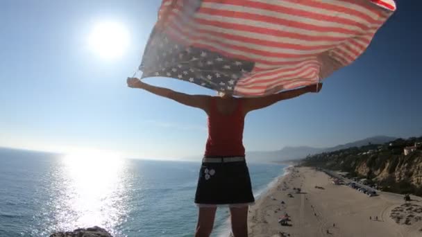 American flag Malibu — Stock Video