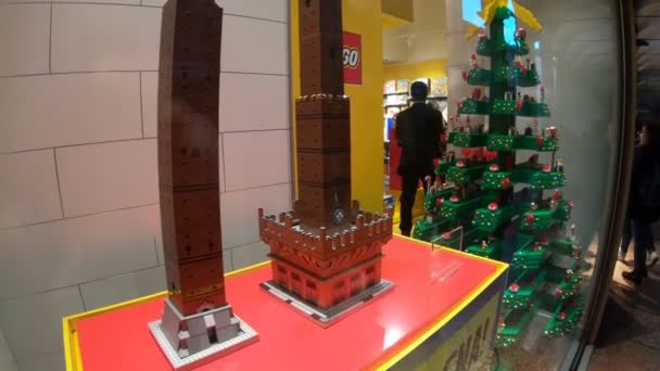 Lego Bologna Two Towers — стоковое видео