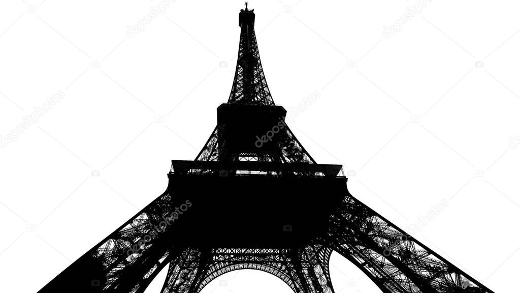 Eiffel Tower silhouette isolated on white