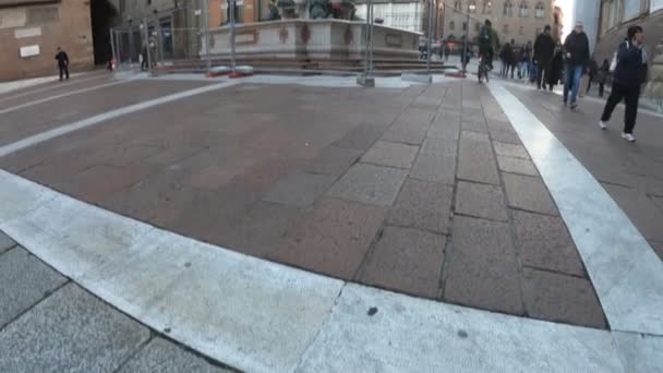 Bolonia Italia Diciembre 2018 Neptuno 1567 Estatua Bronce Fuente Frente — Vídeos de Stock