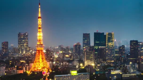 Токийская башня и Skyline — стоковое видео