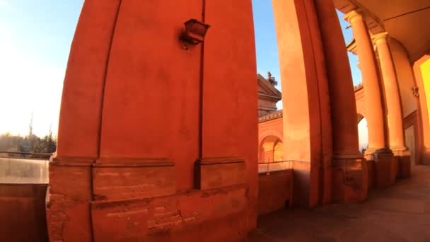 Arches of Madonna di San Luca sunset — Stock Video