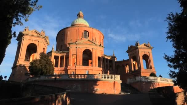 Pronaos Фасадні Святилище Мадонна San Luca Заході Сонця Базиліка Церкви — стокове відео